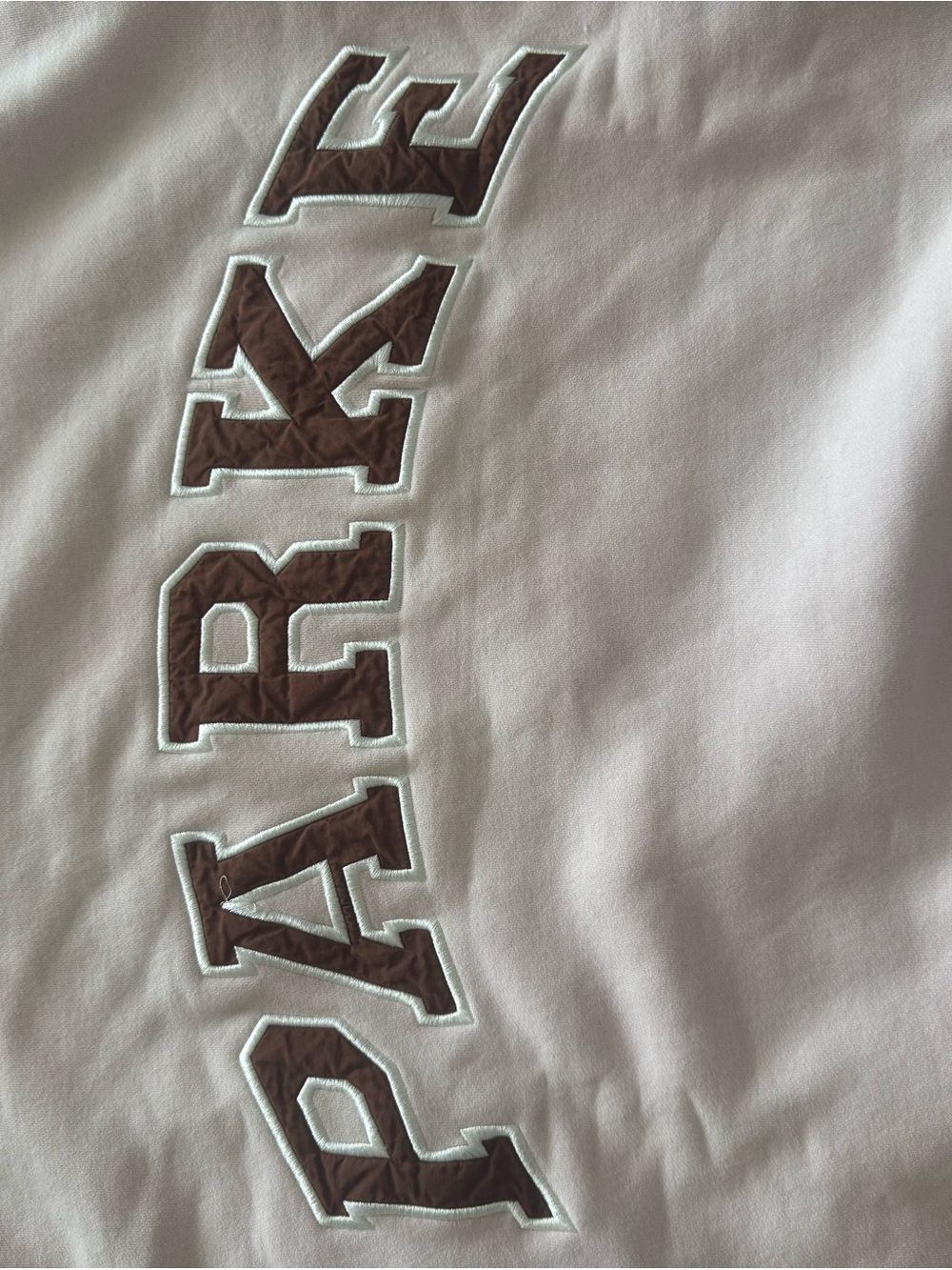 Parke Pale Pink Shirt with Brown Lettering